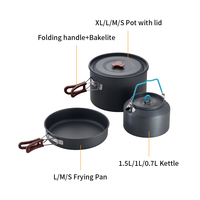 Ensemble de casseroles en acier inoxydable anodisé dur de 0,8 mm, tailles multiples, personnalisable, pour le camping, avec marmite, bouilloire et poêle à frire