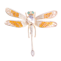 Broche de poitrine en alliage fantaisie pour femme, motif libellule grande taille, ornée de strass, personnalisable, vente en gros
