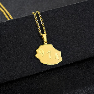 Collar con colgante de mapas de <span class=keywords><strong>Isla</strong></span> de reunión de Francia, mapa de país de reunión de acero inoxidable de Color dorado 974 - Product Image 5