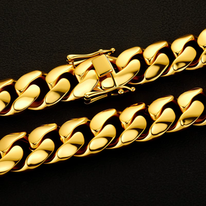 สร้อยคิวบาสีทอง 24k ขนาด 22 มม. สำหรับผู้ชายและผู้หญิง  แบบปรับแต่งได้ - Product Image 3