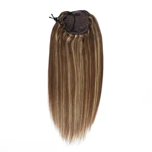 Qingdao Hair Extensions Fabriek 100% Human Remy Hair Trekkoord Paardenstaart Alle Kleuren Blonde Hoogtepunt Baylayage