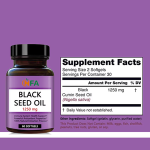 Cápsula blanda de aceite de semilla negra Halal de precio al por mayor, suplemento de salud, cápsulas blandas de aceite de semilla negra a granel orgánico sin OGM - Product Image 2