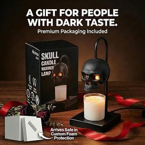 Skull-Shaped Solid Wood <strong>Timer</strong> Dimming Adjustable Height Candle Warmer Table Lamp Decorative Ambient <strong>Lighting</strong> <strong>for</strong> Living Room - Product Image 5
