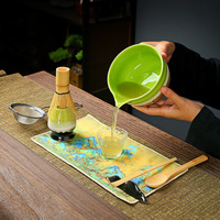 Ensemble de 4 ustensiles classiques pour le matcha, écologiques, fouet en bambou, cuillère à thé, bol en céramique, support, outils traditionnels pour la préparation du thé, accessoires pour le thé à la maison