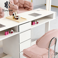 Table de manucure de luxe double deux places, en métal, professionnelle, personnalisée, mobilier de salon moderne