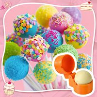 Ensemble de moules à cake pops ronds, découpeurs et poussoirs à cake pops sphériques et circulaires imprimés en 3D, pour la pâtisserie maison, les fêtes d'anniversaire