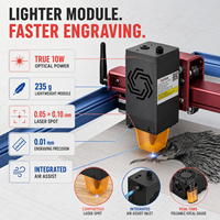 Graveur et découpeur laser à diode CNC LM3 10W, grande zone de travail 400x400mm, assistance pneumatique, contrôle WiFi via application, compatible LightBurn