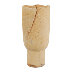 Vaso cilindrico in arenaria, elemento decorativo scultoreo moderno per l'arredamento del soggiorno e degli interni di casa. - Product Image 5