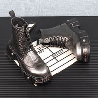Nouvelles Bottines pour Hommes Dr. Martens Style Britannique Vintage en Cuir Véritable Tendance Polyvalentes avec Rehaussement Intégré
