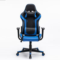 Chaise de jeu ergonomique pivotante à 360 degrés en mousse moulée avec logo personnalisé, en cuir bleu, vente en gros