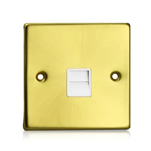 Satin Golden Range 1 Gang Telephone Socket Satin Golden Color Metal Plate 86 Plate