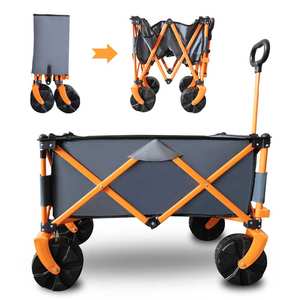 Collapsible All-Terrain Wagon Cart Big Beach Wheels Heavy Duty Foldable Utility Camping Carts Cup Holders OEM Platform - Product Image 3