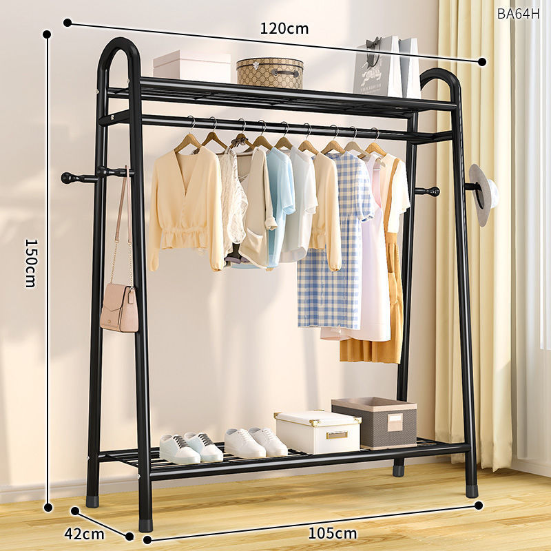 Ganchos dobles de malla para ropa [Negro, Alto] de 120 cm