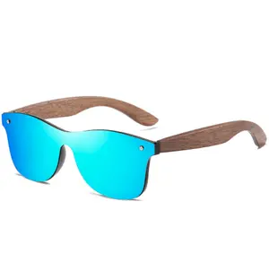 Hot selling Bamboo and Wood Glasses New Style Face Integrated Mirror High grade Polarized Wood Colorful Sunglasses