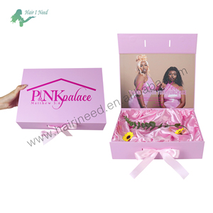 Boîte <span class=keywords><strong>d</strong></span>'<span class=keywords><strong>Emballage</strong></span> Magnétique de Luxe Rose et Noire Personnalisée avec Doublure en Soie Satinée pour Perruques et Extensions de Cheveux, Logo Personnalisé - Product Image 3