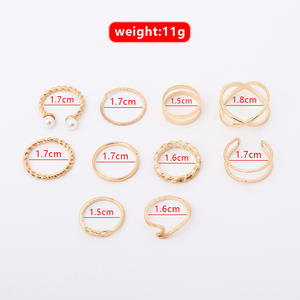 Fashion <b>Rings</b> Set Geometric Pearl Inlay Unisex Gift Jewelry - Product Image 4