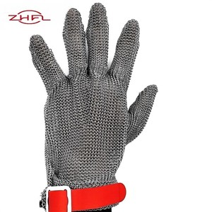 Gants de sécurité en maille d'acier inoxydable 304L 316L, résistants aux coupures, à cinq doigts, tailles XXS-XL, pour poignet, vente en gros - Product Image 1