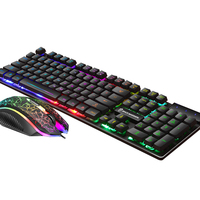 Ensemble clavier et souris RGB noir, touches transparentes, souris de jeu lumineuse 4D