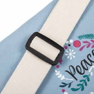 Sac messager en toile bleu pastel avec logo personnalisé, cadeau promotionnel d'entreprise - Product Image 6