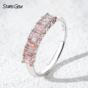 10K White Gold Lab Diamond <b>Ring</b>-Seven-princess 1.025ct emerald cut half Style Wedding <b>Band</b> - Product Image 4