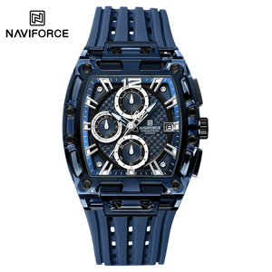 NAVIFORCE 7105 BEBEBE 5ATM Montre étanche en acrylique HD avec barillet creux, cristal pour homme, montre-bracelet carrée, bracelet en plastique PC et silicone - Product Image 2