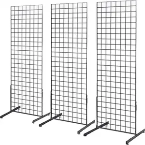 Multifunctionele T-Vorm Dubbelzijdige Draad Display Stand Metalen Gridwall Paneel Vloerstandaard