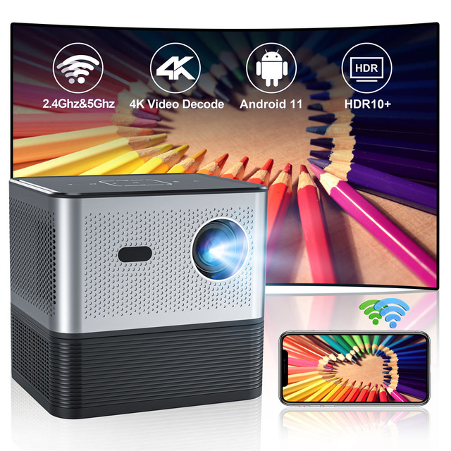 X3 MAX Projectors 720P 5G Wi-Fi 4K Android Smart Projector with Rechargeable Battery