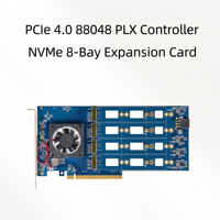 Carte adaptateur PCIe 4.0 PEX88048 à 8 baies pour SSD M.2 NVMe, double face, extension 2280/22110, refroidisseur actif, alimentation 6 broches, moulage privé