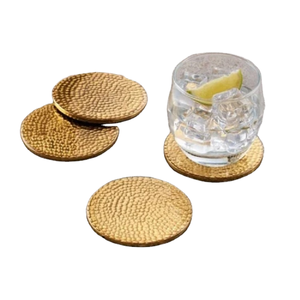 Recién llegado, juego de posavasos redondos para bebidas, alfombrillas y almohadillas de vajilla de Metal de latón martillado a mano para uso doméstico - Product Image 1
