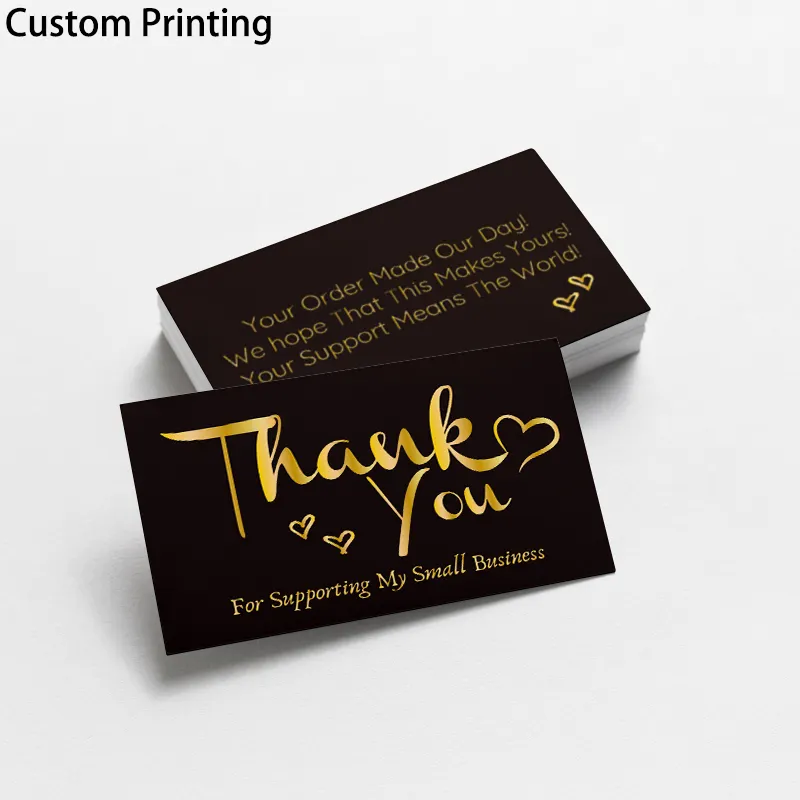 Dropshipping Wholesale 100pcs Free Shipping Luxury Wedding Gift Packaging Thank You Cards Black Matte Glossy