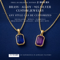 Parures de bijoux en laiton et argent 925 personnalisées avec zircon ; Conception 3D gratuite ; Hypoallergéniques ; Résistantes à l'eau ; Résistantes à l'oxydation ;