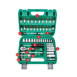 53 Stuks Professionele Autoreparatiesets S2 Bits 1/4 Ratelsleutel Set Onderhoud Gereedschapskist