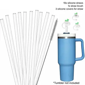 Пищевой силикон 10*310 мм, соломинки и соломенные крышки, крышки для чашек Stanley, 40 унций, индивидуальная упаковка