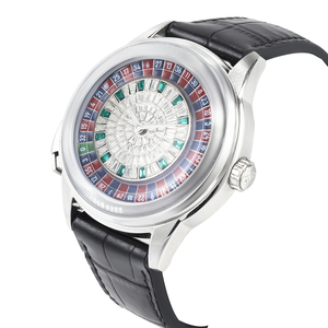 Montre mécanique pour homme avec cadran rotatif en cuir, cadran de jeu en diamant personnalisé en usine - Product Image 2