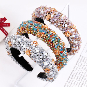 Hua Liyu Crystal <b>Beaded</b> <b>Headband</b> Sponge Women Bridal Hair Accessories European Baroque Style - Product Image 1