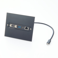 Konverter Panel USB-C ke VGA RJ45 USB 3.0 3.1 dengan Selubung PVC untuk Monitor