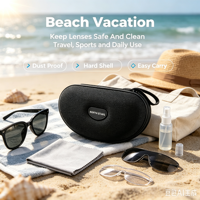 Étui à lunettes de soleil tendance, étui de voyage pour lunettes de soleil, étui portable anti-pression pour lunettes de myopie avec sac en filet