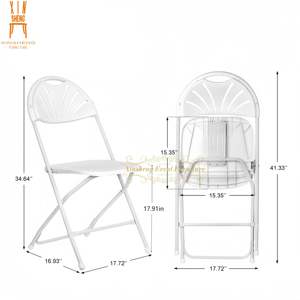 High Quality <strong>White</strong> Plastic Stackable Fan Back <strong>Folding</strong> <strong>Chair</strong> for Events Outdoor Wedding Party Banquet - Product Image 4
