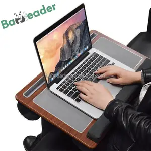 Meja Laptop portabel bambu multifungsi, untuk rumah kantor dengan bantalan Mouse meja Laptop kayu dengan pemegang ponsel Ipad