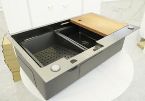 뜨거운 판매 단일 그릇 기능성 304 블랙 스테인레스 스틸 언더마운트 수제 주방 싱크 - Product Image 3