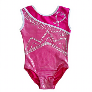 <span class=keywords><strong>Justaucorps</strong></span> de gymnastique LIUHUO fuchsia avec embellissements en strass chevron et design sans manches - Product Image 1