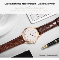 Montre à quartz minimaliste, cadran blanc, chiffres romains, boîtier argenté, bracelet en cuir d'alligator, montre-bracelet avec date