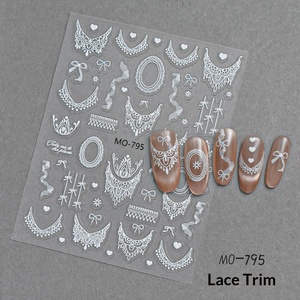 Calcomanías <span class=keywords><strong>para</strong></span> <span class=keywords><strong>Uñas</strong></span> 5D con Relieve, 3 Diseños, Hoja Blanca, Encaje, Flor Estereoscópica, Decoración <span class=keywords><strong>para</strong></span> Manicura DIY - Product Image 6