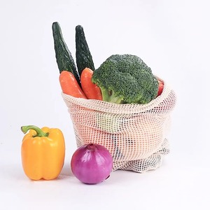 Cotton Mesh <b>Bags</b> with Drawstring for Fruit and Vegetables Storage Reusable Produce <b>Net</b> Mesh Drawstring <b>Bag</b> for Grocery - Product Image 3