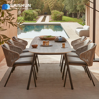 Ensemble table et chaises de jardin moderne pour villa, mobilier d'extérieur pour patio, chaises de salle à manger en tissu imperméable, chambres en alliage d'aluminium et métal