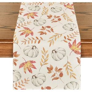 Runner da Tavola Autunnale Artoid Mode con Zucche Arancioni e Foglie d'Acero, Decorazione Stagionale per <span class=keywords><strong>Cucina</strong></span> e Sala da Pranzo, per Casa e Feste, Cina - Product Image 1