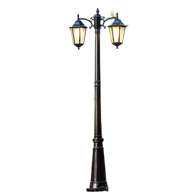 Black E27 European Classic 2 heads Garden Lights Outdoor Street Lamp Post Vintage Garden Lamp Post For Yard Landscape Lighting