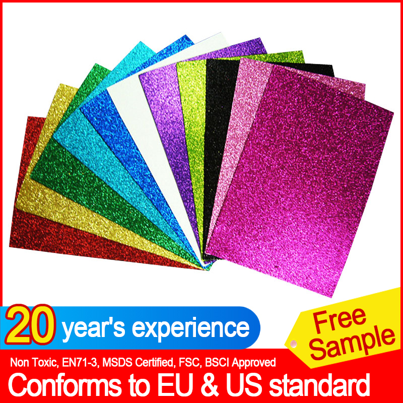 10 Feuilles Mousse Pailletée EVA - 30x20cm - Artisanat, Déco Fête, DIY - Multicolore