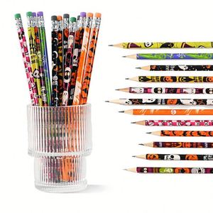 Crayons en bois HB Kawaii mignons en gros, écologiques, à prise facile, pour étudiants et enfants, fournitures de papeterie, édition standard Halloween - Product Image 1