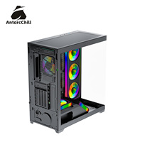AntarcChill Black Full Tower Panoramic Gaming Case Dual Chamber 360mm AIO E-ATX ATX MATX ITX USB 3.0